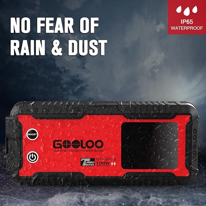 GOOLOO GT4000S Jump Starter 4000 Amp Car Starter 100W Two-Way Fast-Charging