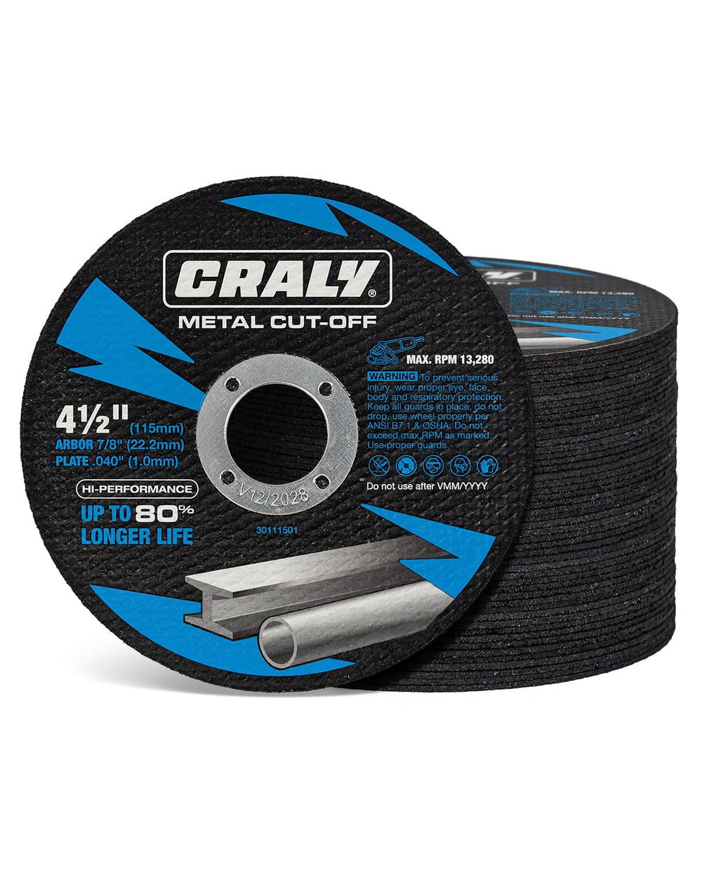 CRALY 4-1/2 Inch Cut-Off Wheels for Cutting Metal & Stainless Steel, Prof...