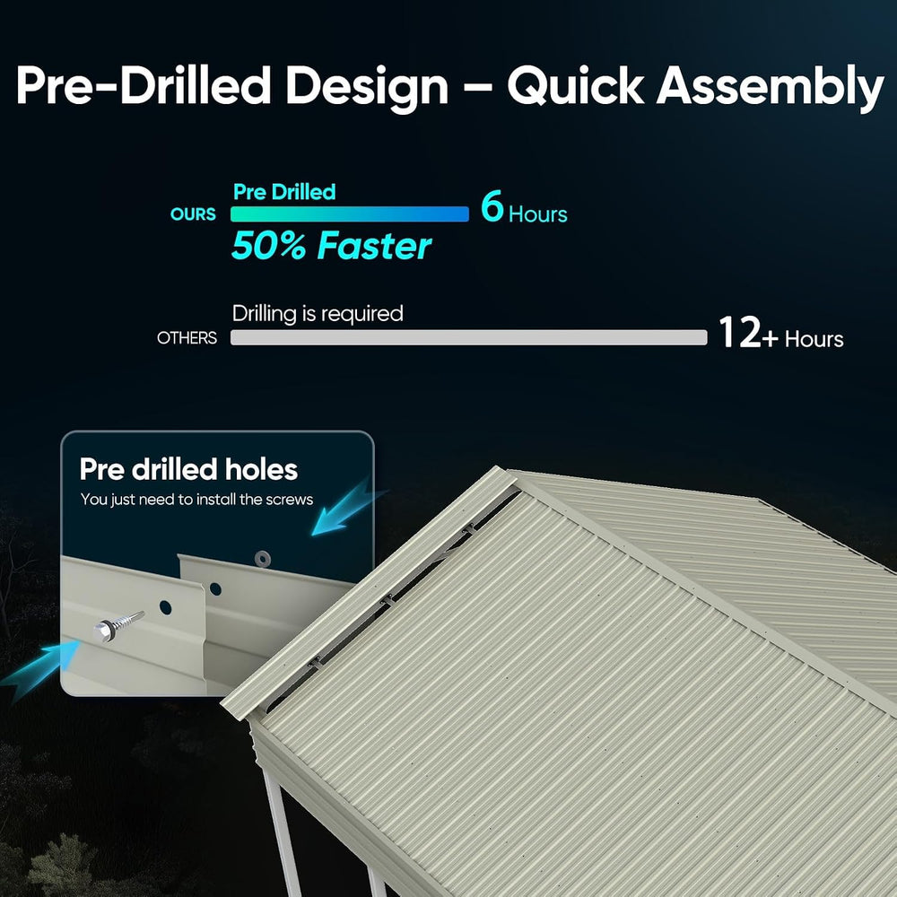 ADVANCE OUTDOOR 12x21 FT Heavy Duty Metal Carport with Vertical Roof, Pre-Dri...