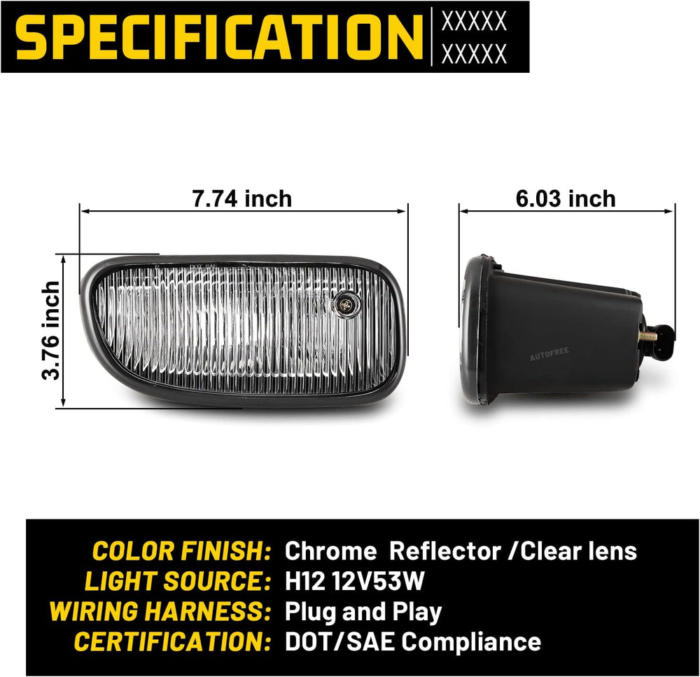 Fog Lights Assembly for JEEP Grand Cherokee 1999-2003 with Bulbs H12 12V53W