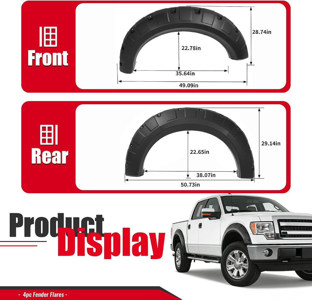 Fender Flares Compatible with 2009-2014 Ford F-150 | Styleside Bed 67.0"...