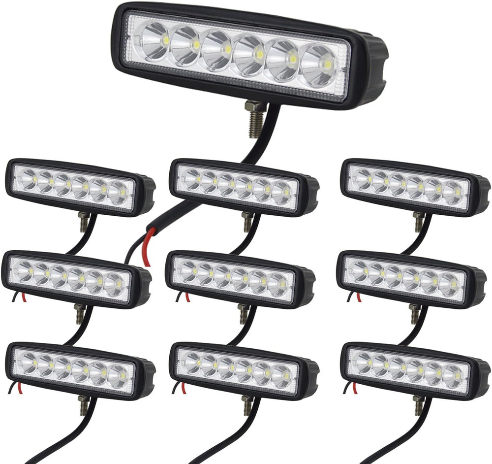 Willpower 10 Pieces 6 inch 18W LED Work Light Bar Spot Beam Driving Lights fo...