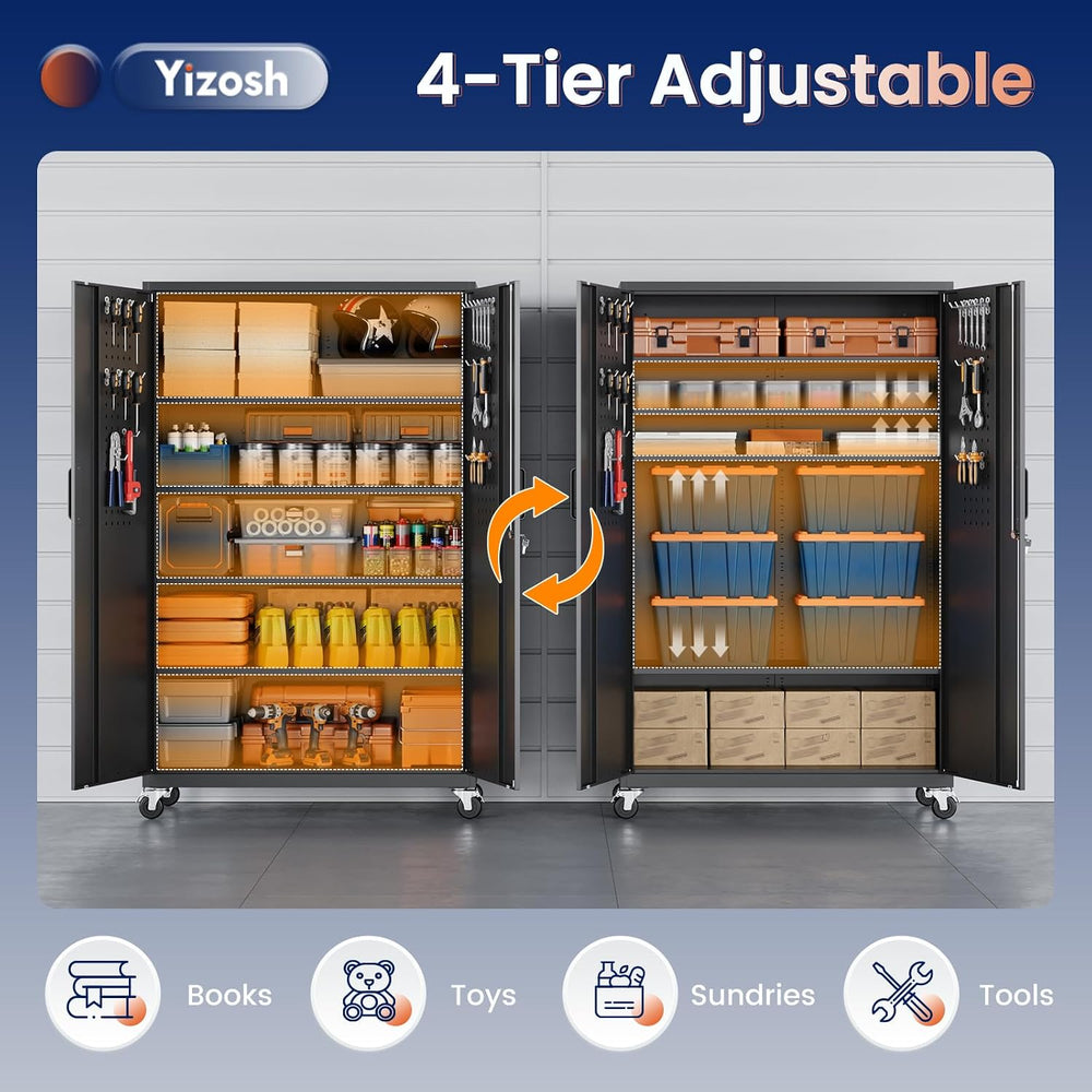 Yizosh Metal Garage Storage Cabinet with Locking Doors and Adjustable Shelves...