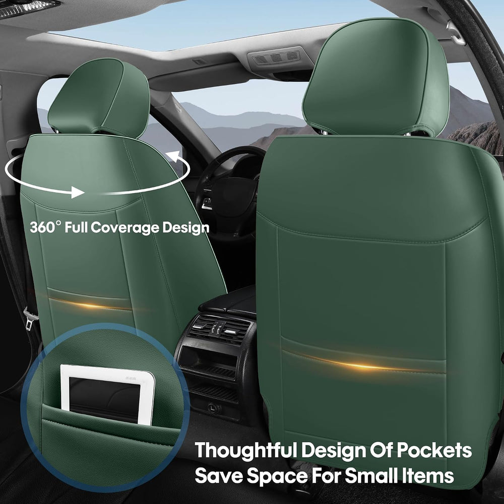 AOOG Car Seat Covers Full Set, Leather Seat Covers for Car, Waterproof Car Se...