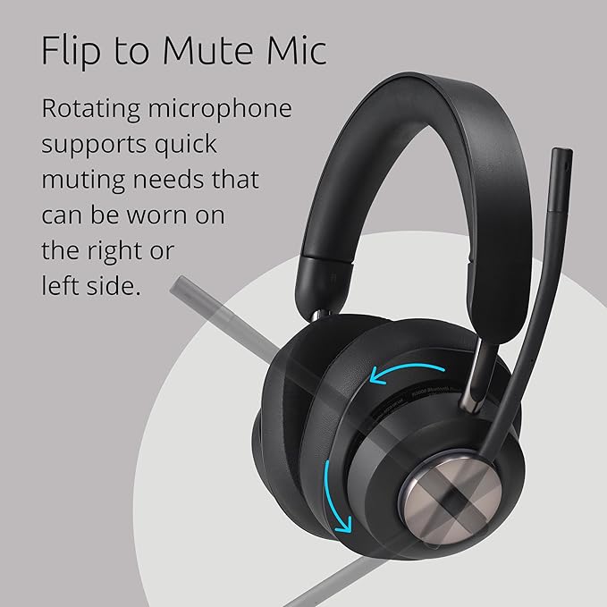 Kensington AH3X Bluetooth Headset, Wireless Over-Ear Headset, Boom Microphone