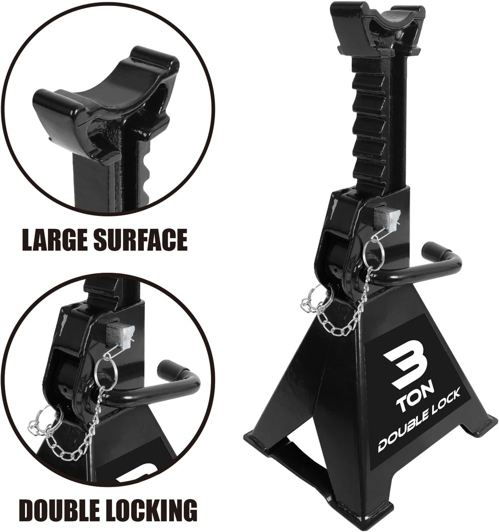 Torin AT43005AB Steel Heavy Duty Jack Stands: Double Locking Pins, 3 Ton (6,0...