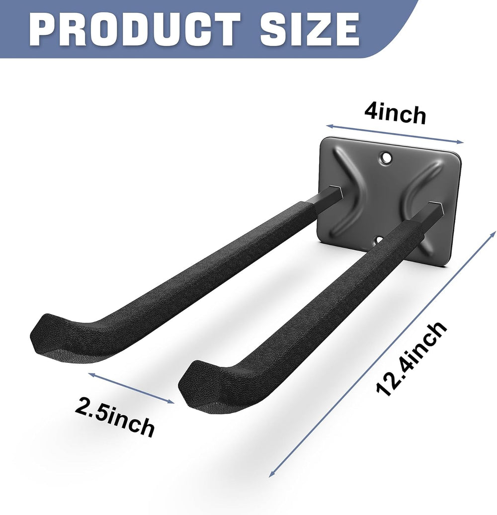 WALMANN Wall Mount Garage Hooks, 12-inch Tool Hooks for Hanging, 4-Pack