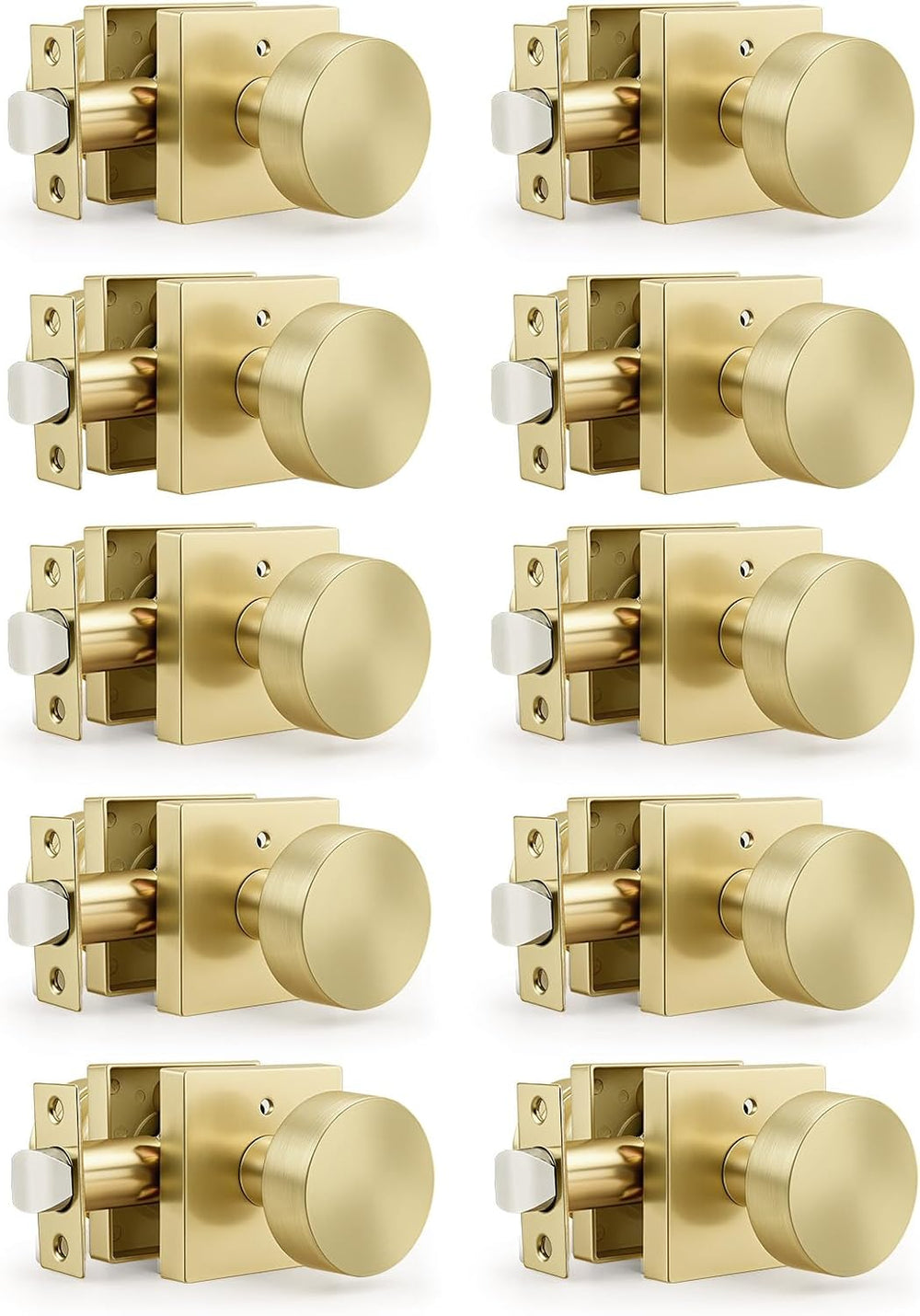 Gobrico Brushed Gold Privacy Interior Door Knobs with Square Rosette(10 Pack)...