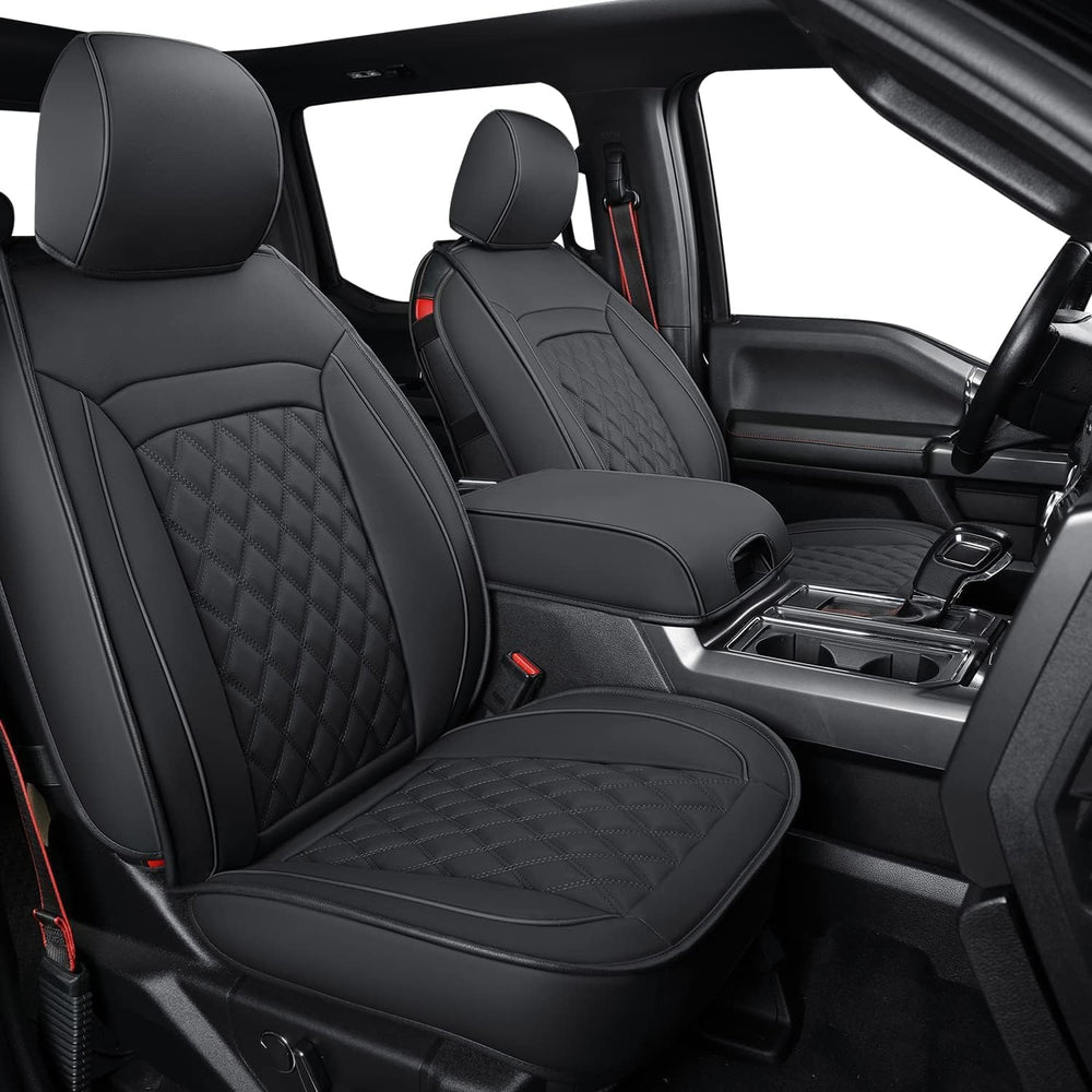 LUCKYMAN CLUB F150 Faux Leather Seat Covers Fit for 2015-2025 F150 SuperCrew ...