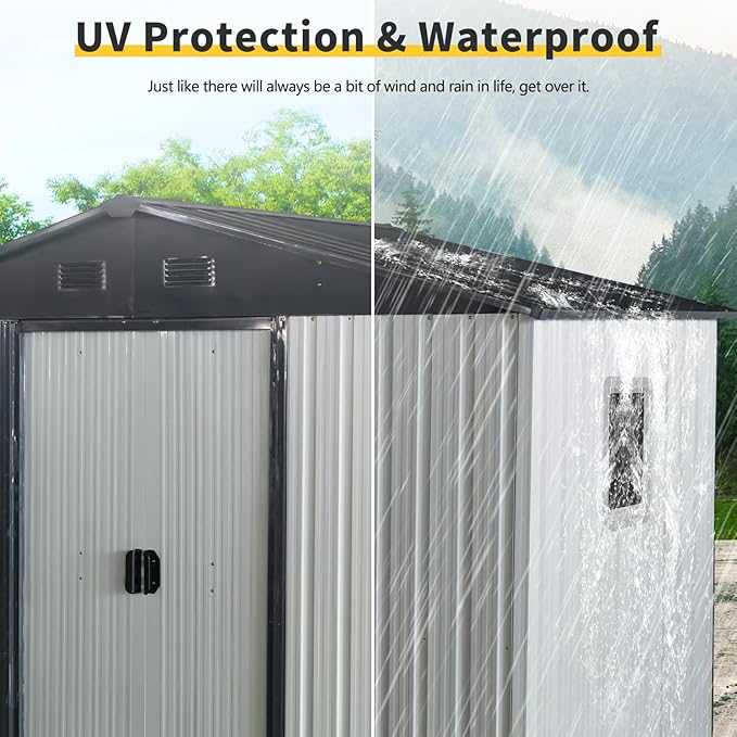4x8 FT Outdoor Storage Shed, Metal Garden Shed
