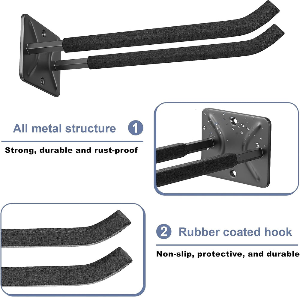 WALMANN Wall Mount Garage Hooks, 12-inch Tool Hooks for Hanging, 4-Pack