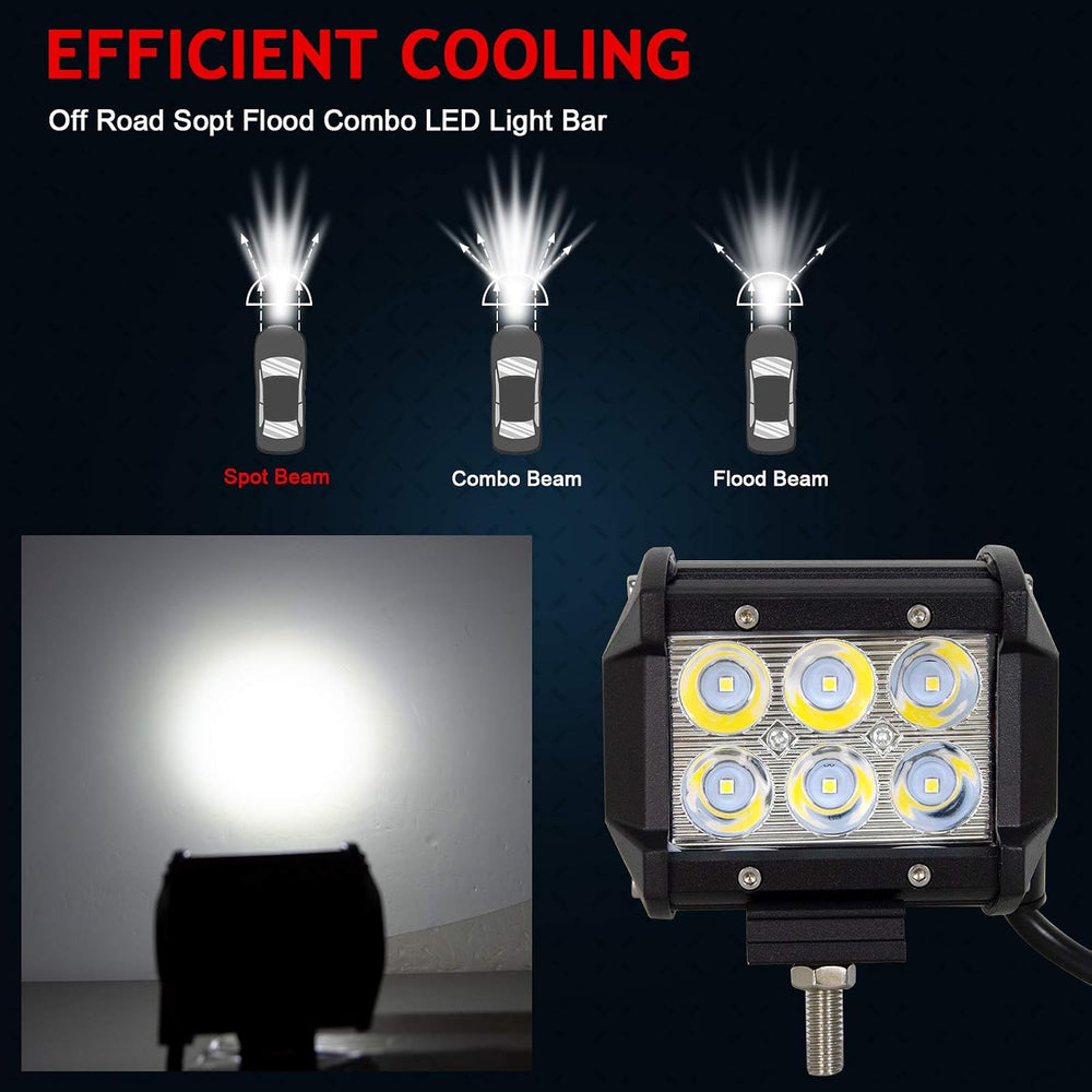AUXTINGS 10 Piece 4 inch 18W Spot LED Work Light Bar Driving Lamp for Jeep Of...