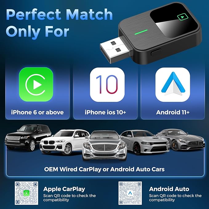 2-in-1 Wireless CarPlay & Android Auto Adapter