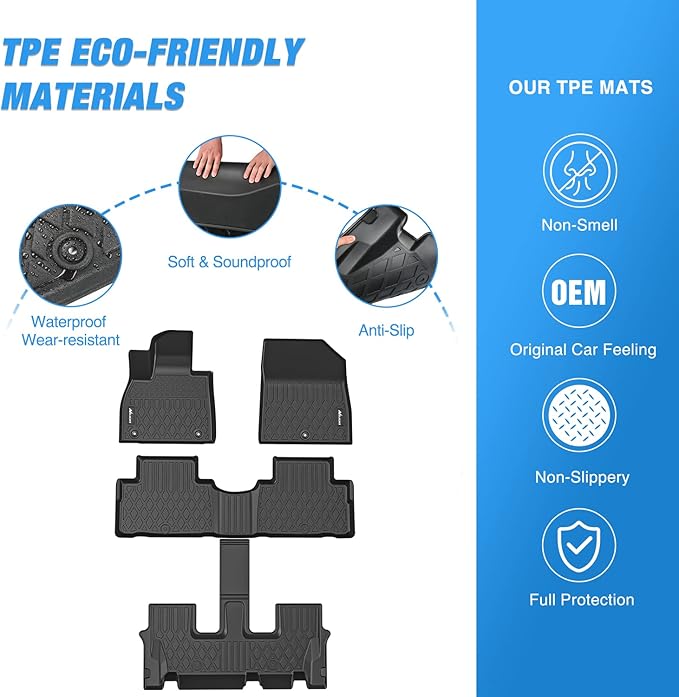 Nilight TPE Floor Mats for 2020 2021 2022 2023 2024 2025 Hyundai Palisade