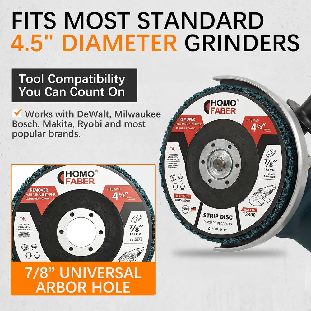 HOMO FABER Strip Discs for Angle Grinder, 12 Pack 4-1/2" x 7/8" Paint