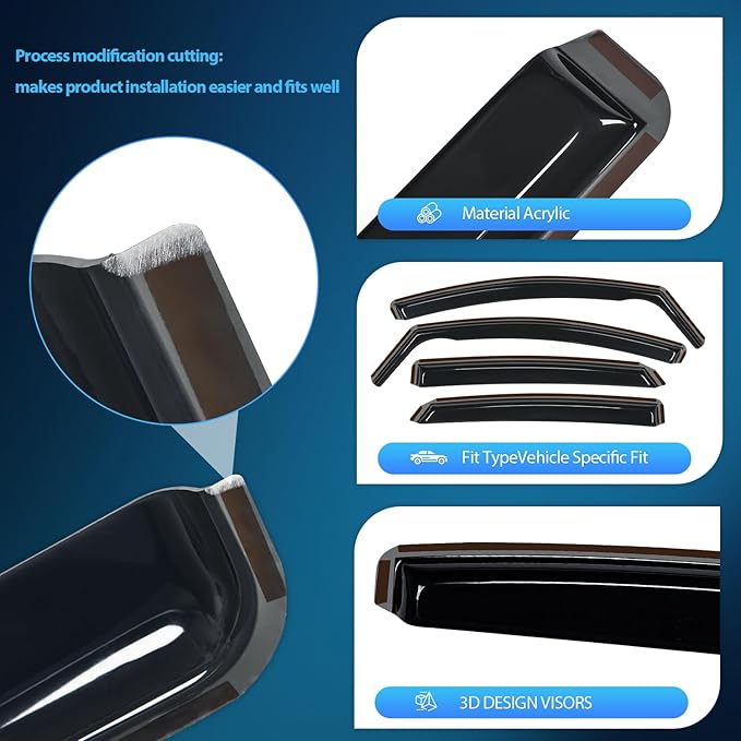 Nilight Vent Window Visors for Ford Fusion 2013 2014 2015 2016 2017 2018 2019...