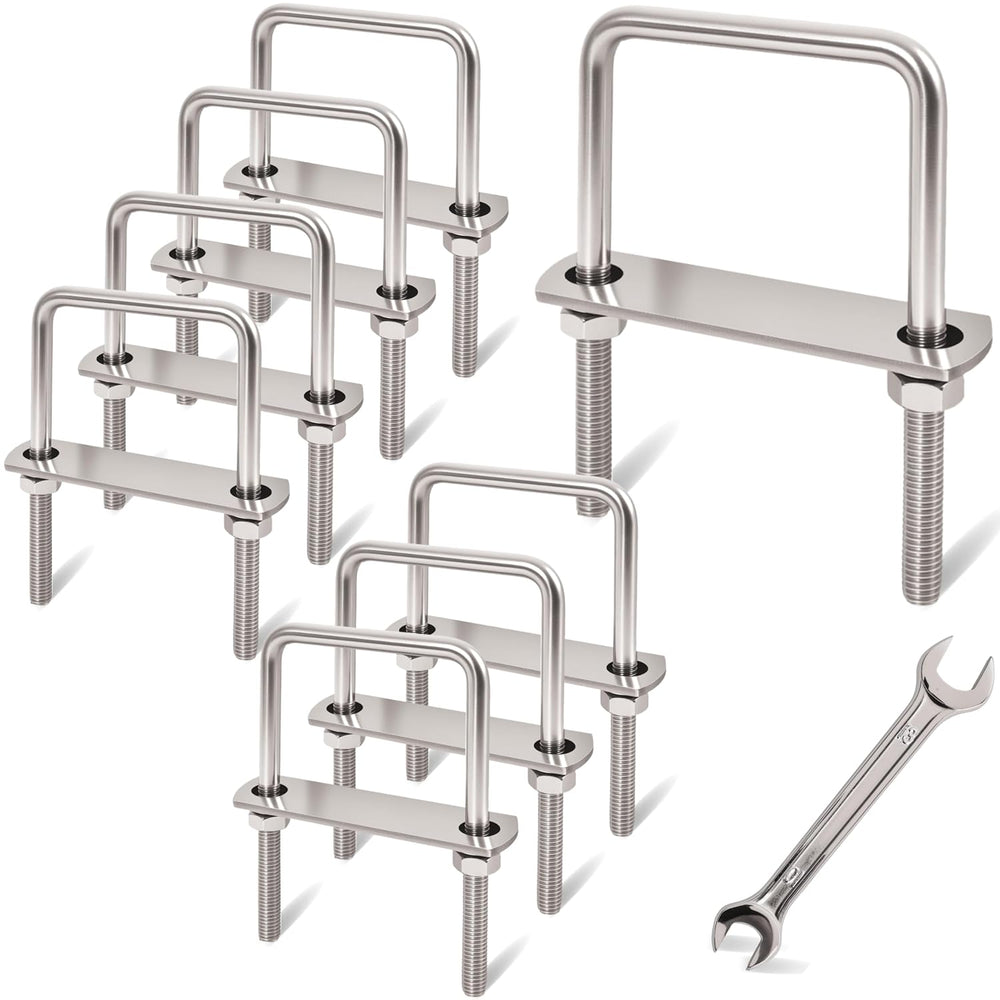 8 Pcs M8 Square U Bolts 2-1/2 Inch Wide, 5/16" x 2-1/2"W x 4" L