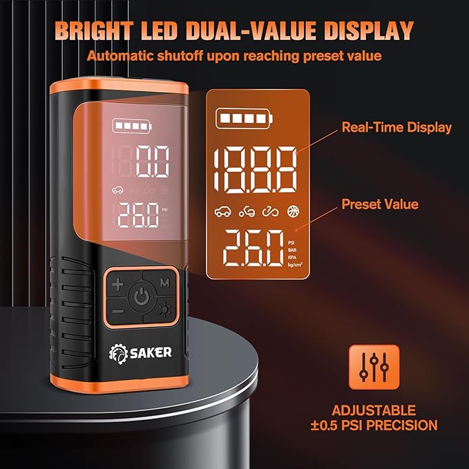 Saker Tire Inflator Portable Air Compressor