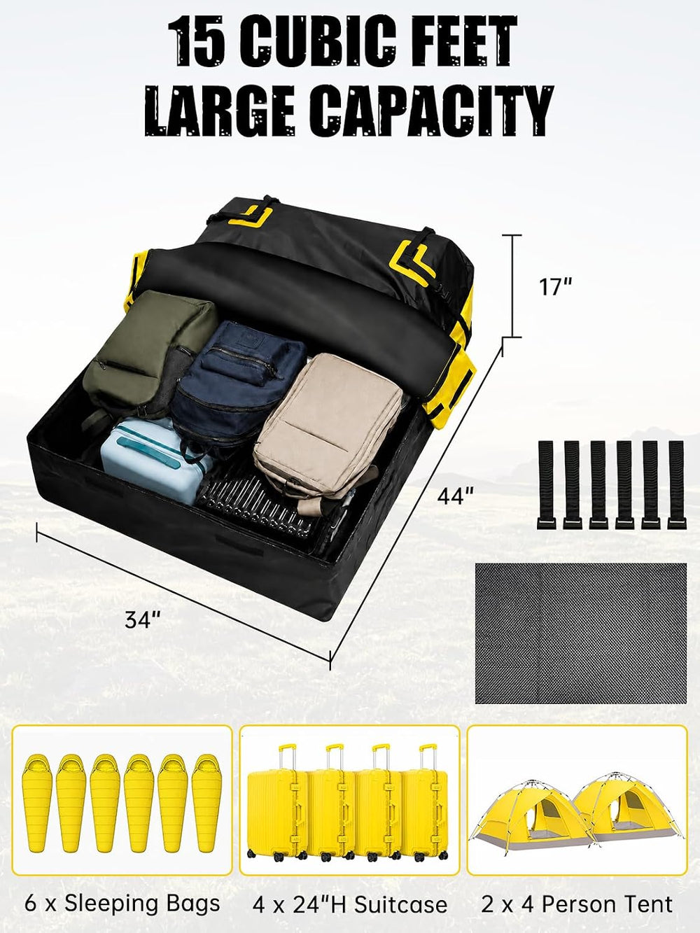 MIKKUPPA Roof Rack Basket with Waterproof Cargo Bag - Rooftop Carrier Combo |...