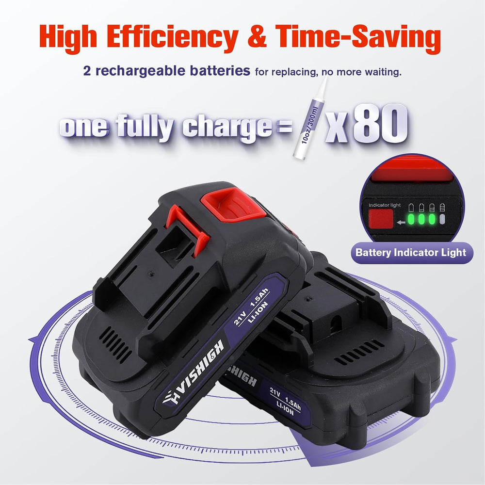 VISHIGH Cordless Caulking Gun, 21V Electric Caulk and Adhesive Gun