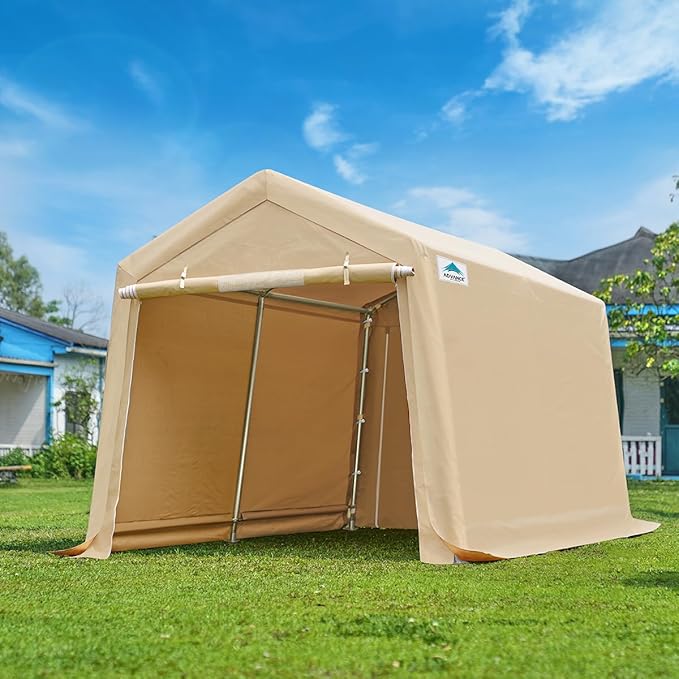 ADVANCE OUTDOOR 8x14 ft Steel Metal Peak Roof Portable Garage Shelter Storage