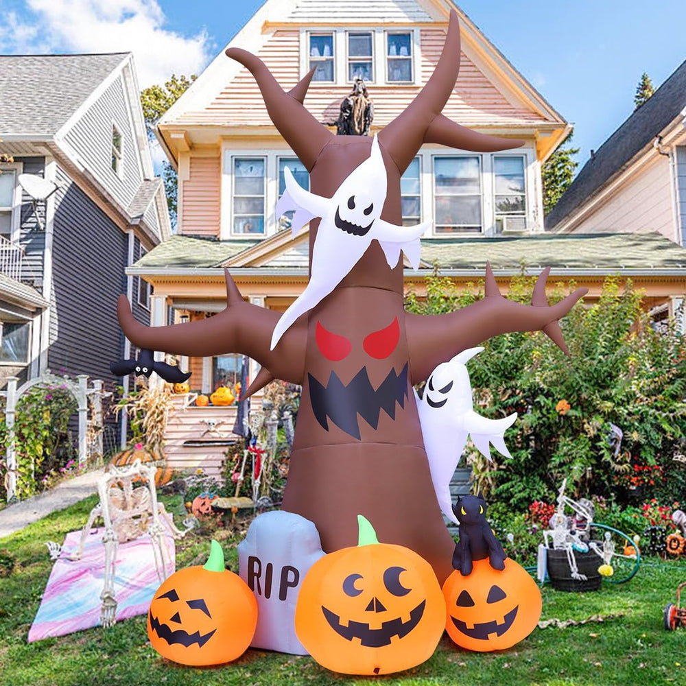 GOOSH 12 FT Halloween Inflatables Tree Outdoor Decorations Blow Up Yard Scary...