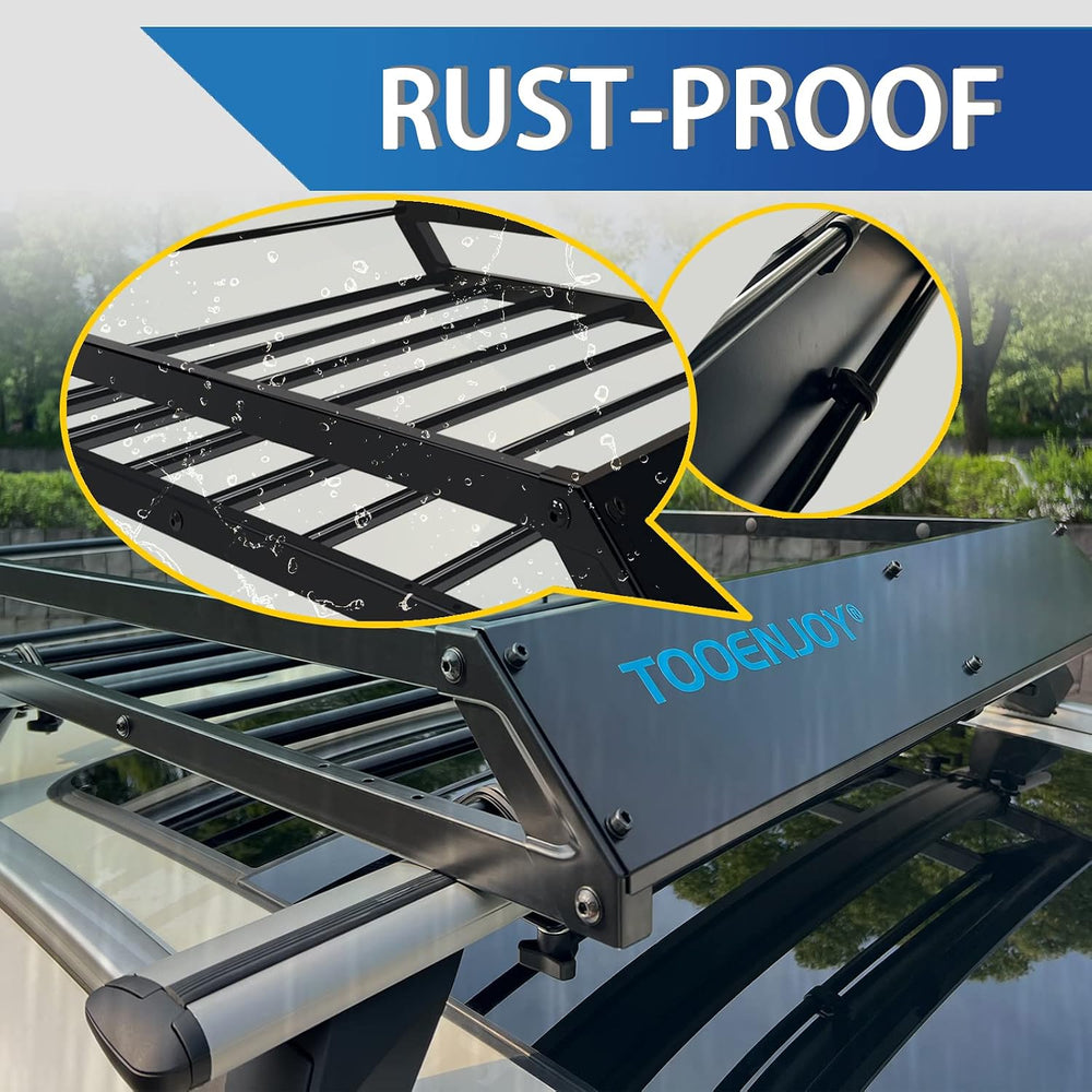 TOOENJOY Roof Rack Cargo Basket, 43’’x 35’’x 4.7’’, Anti-Rust Rooftop Cargo C...