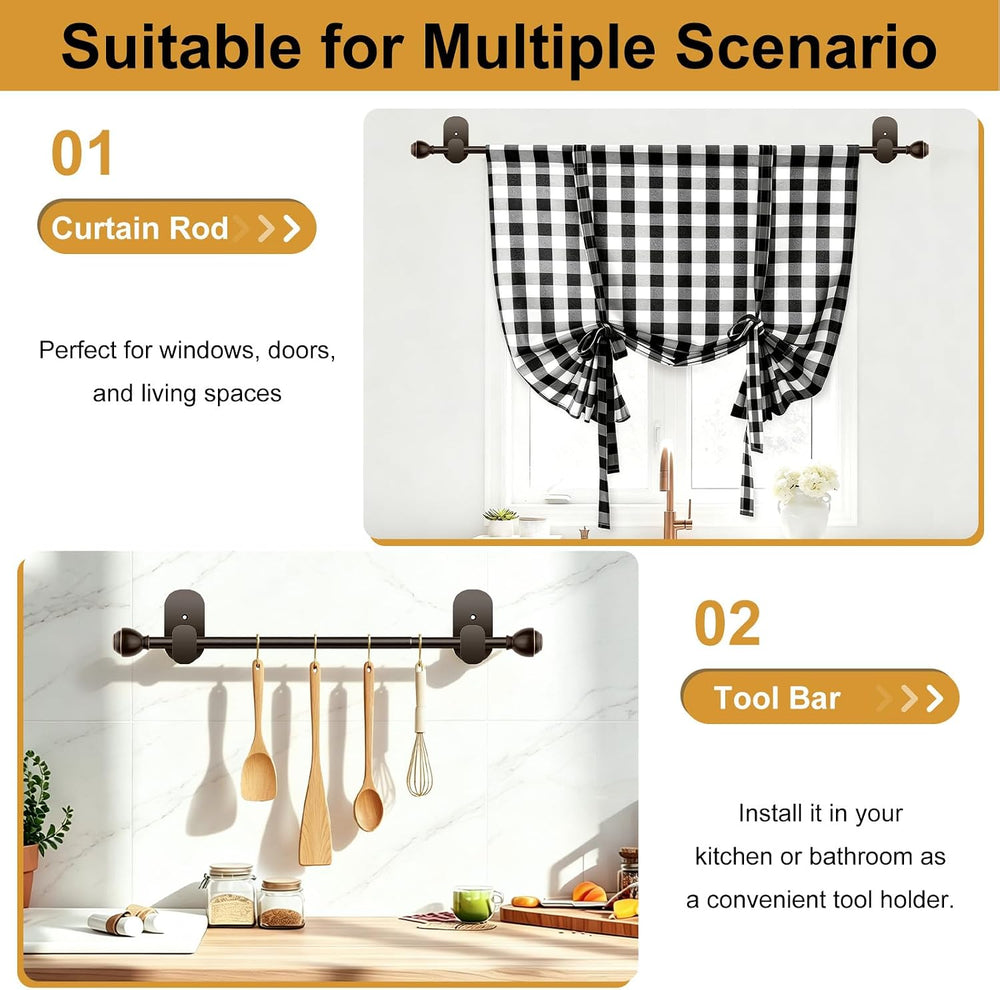 KAMANINA Curtain Rods No Drilling for Windows 32 to 86 Inch Bronze