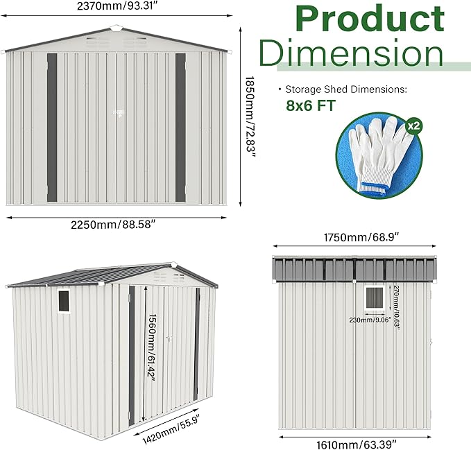 8x6 FT Outdoor Storage Shed