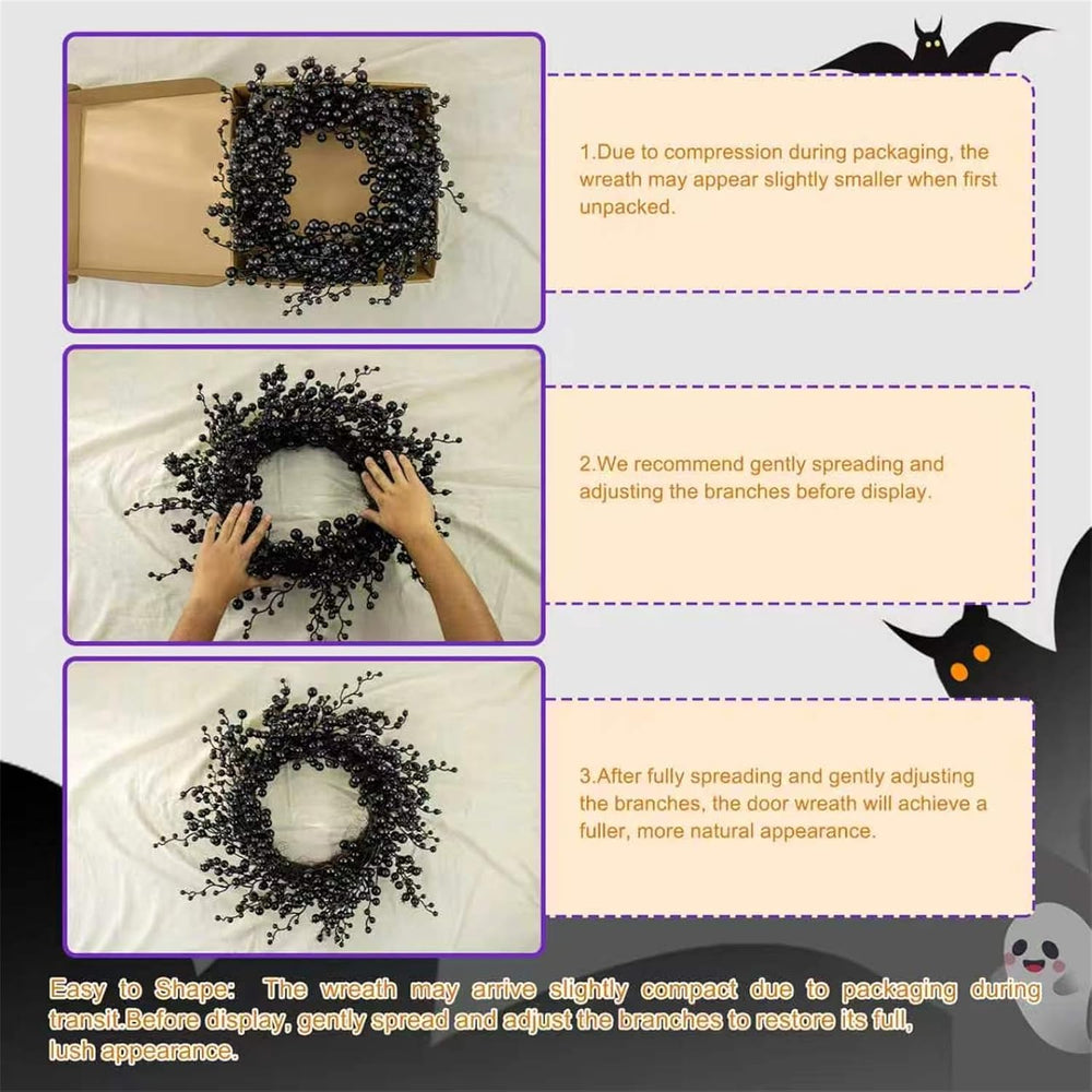 20 Inches Black Christmas Wreath Halloween Wreaths Halloween Berry Wreath