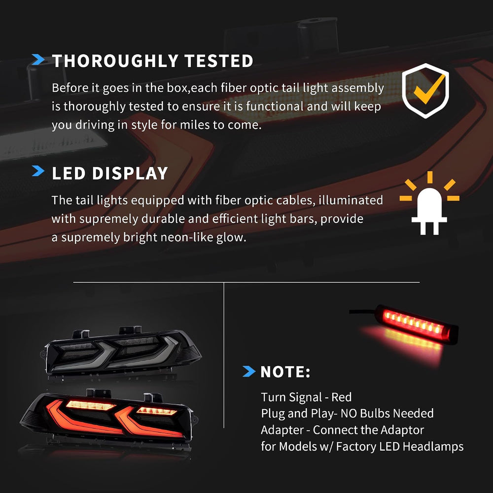 VLAND Led Tail Lights Compatible with Camaro Coupe 2014 2015 LT LS SS ZL1 w/R...