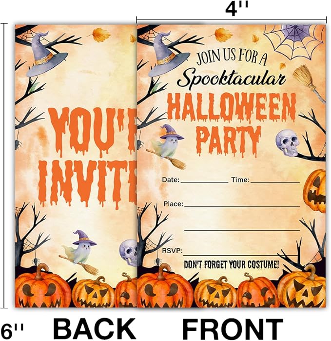 Halloween Party Invitations, Spooky Pumpkins Halloween Party Fill in Invites ...