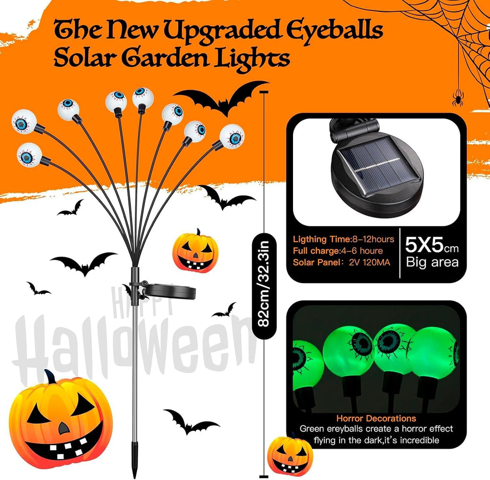 Flumy Halloween Decorations Outdoor, 4 Pack Solar Eyeball Lights, Scary Decor...