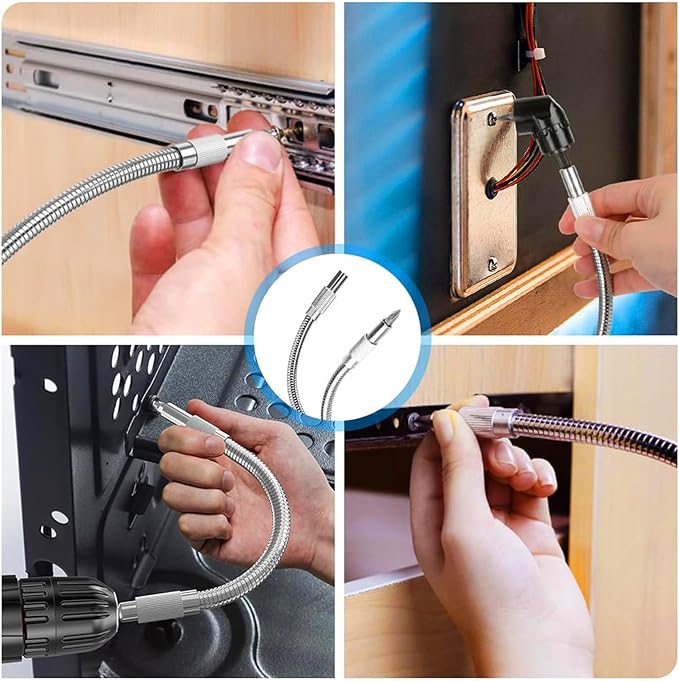 17Pcs Tools Flexible Drill Bit Extension, Include 3Pcs Rotatable Socket Adapter