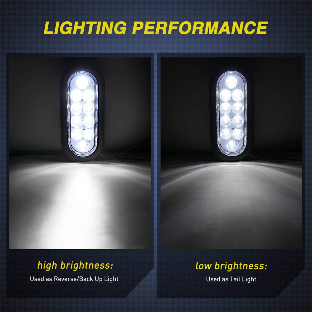 Nilight 6" Oval White LED Trailer Backup Light, White, 4 Pack,Grommet Mount