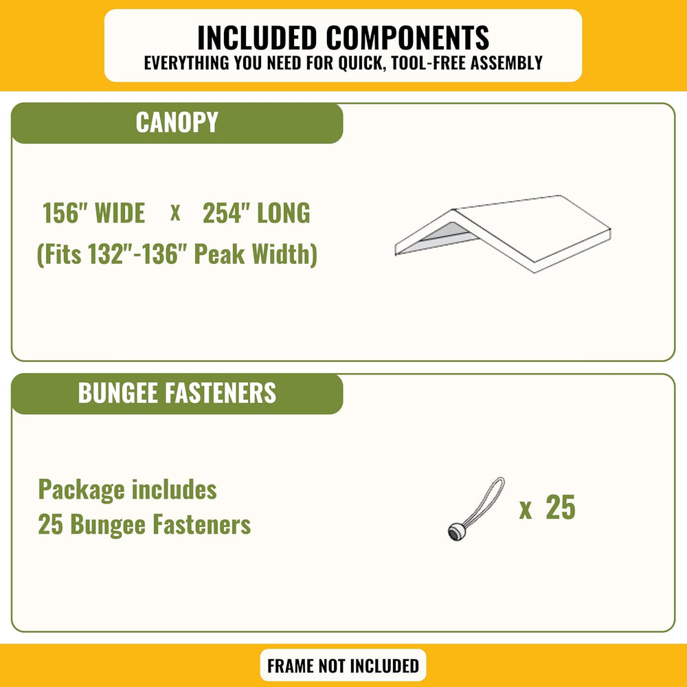 10x20 ft Carport Replacement Canopy Cover - Heavy-Duty Waterproof Tarp with U...