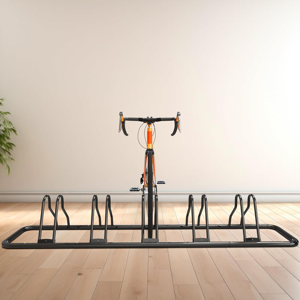 Simple Houseware 5-Bike Adjustable Floor Storage Rack for Garage, Black