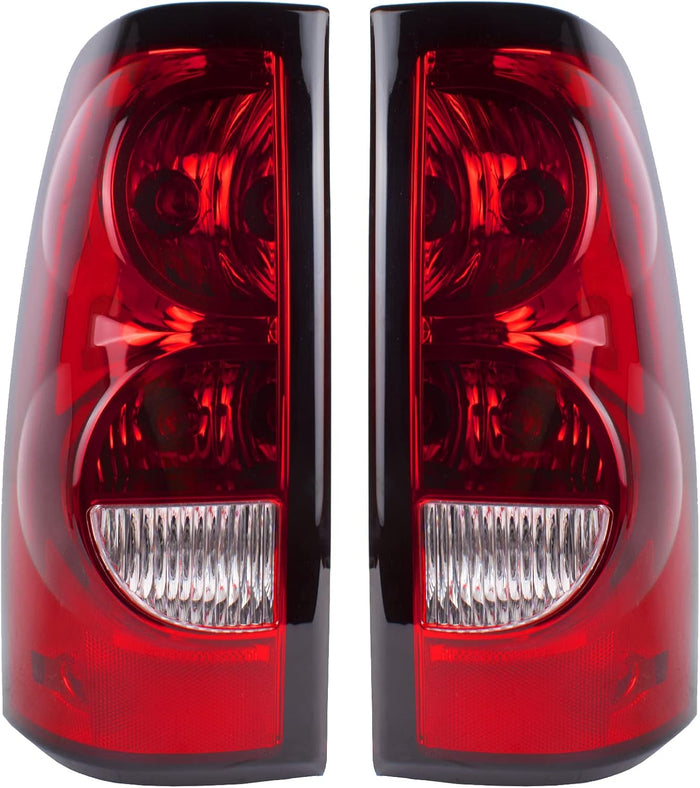 Boine Compatible With 2003 2004 2005 2006 Chevy Silverado 1500 2500 3500 Driver and Passenger Side Tail Light - Bulb and Harness Included