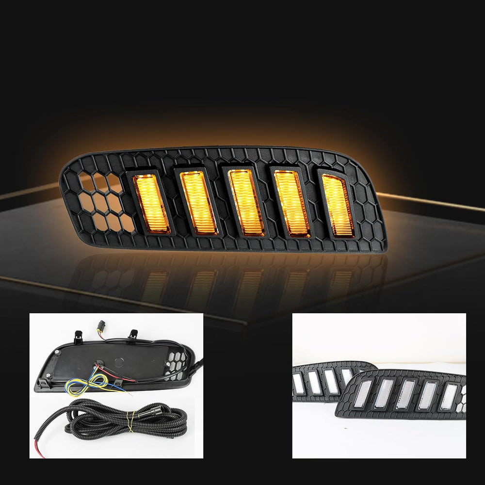 LED Front Bumper Fog light DRL Amber Sequential Turn Signal Lamp Feature Kit ...
