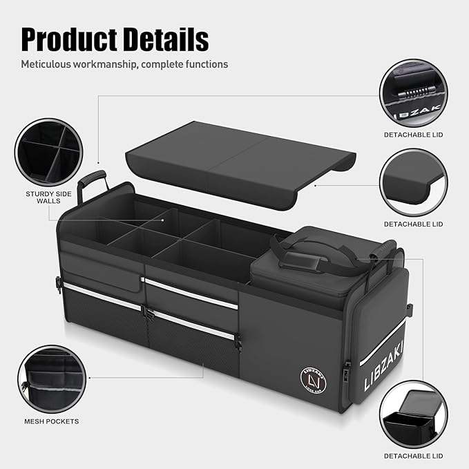 LIBZAKI Oversize 4 in 1 Car Trunk Storage Organizer