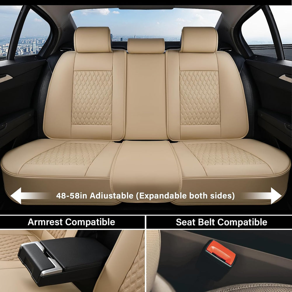 Coverado Car Seat Covers Full Set, Nappa Leather Seat Covers for Car, Waterpr...