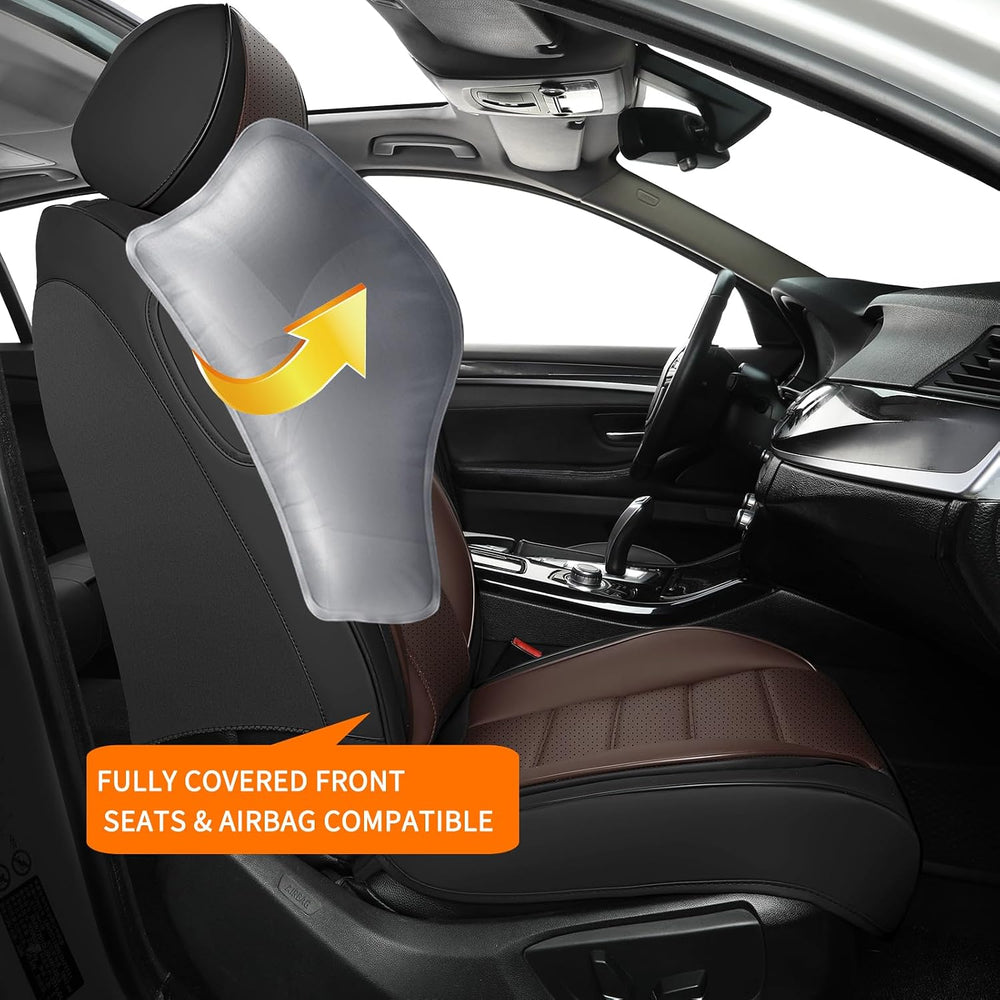 Car Seat Covers Full Set, 5 Seats Universal Leather Seat Covers for Cars, Wat...