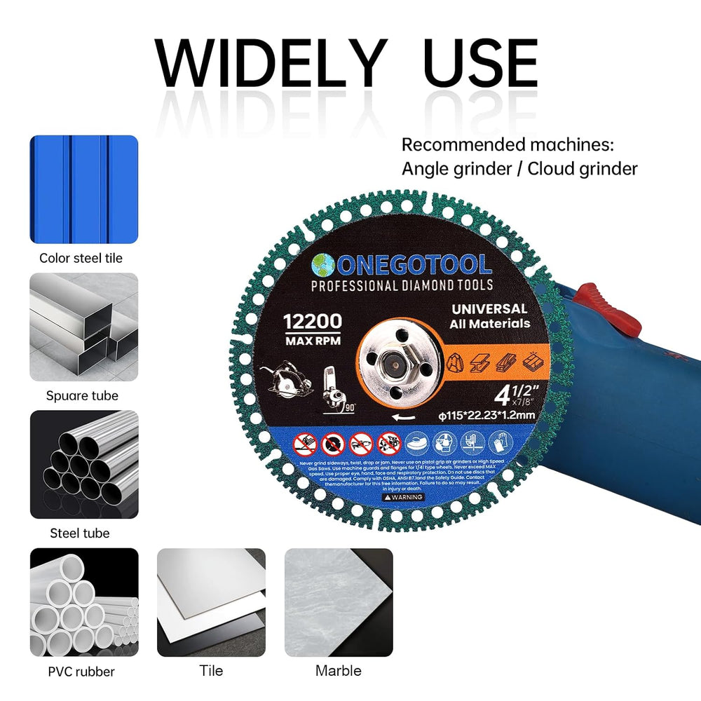 4-1/2 inch Indestructible Cutting Discs for Angle Grinder 7/8" Blades Cu...