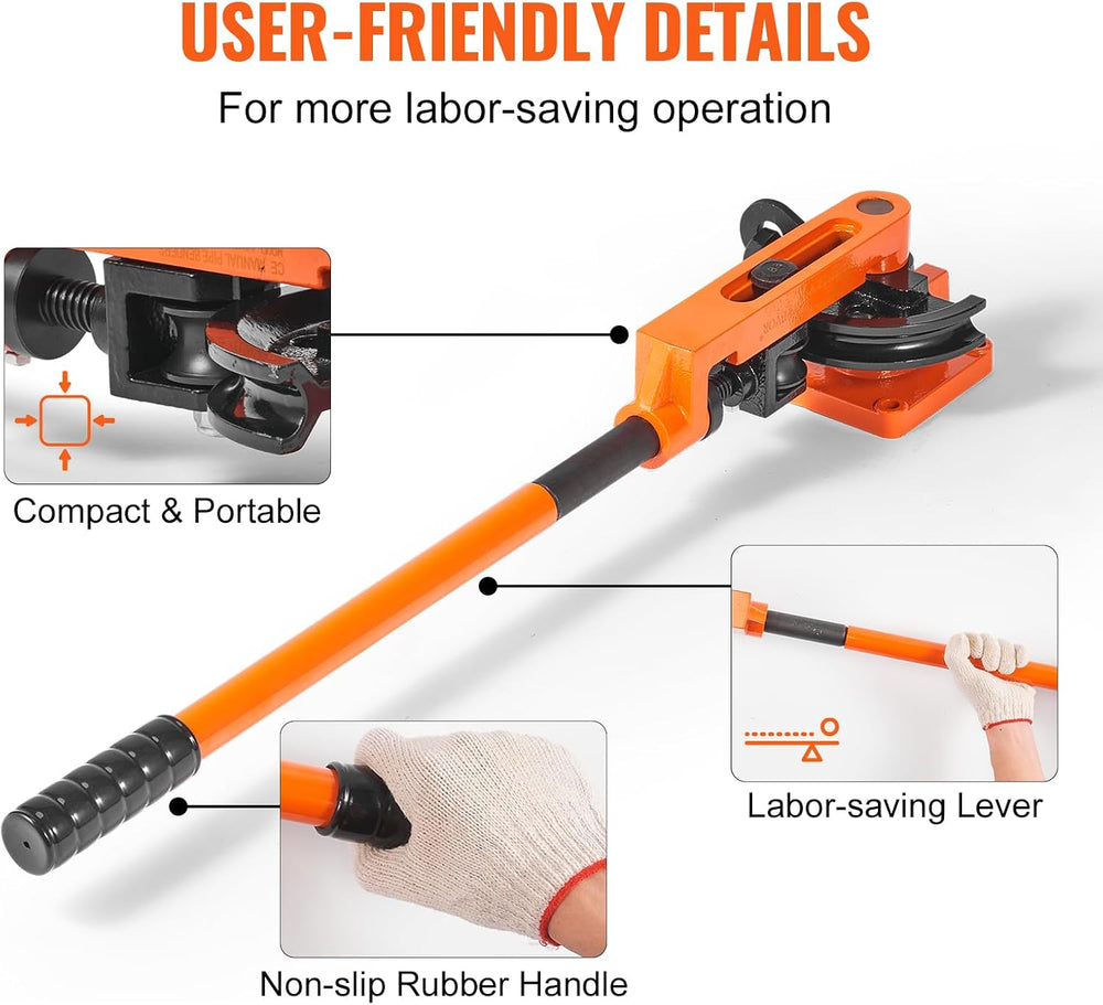 VEVOR Pipe Tube Bender, 3/8" to 1" OD Manual Pipe Tube Bender with ...