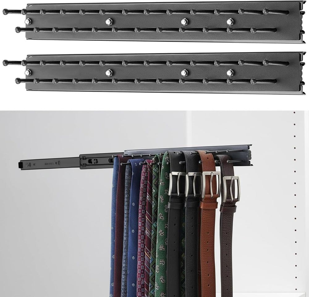 Blulu 2 Pcs 13.8'' Sliding Tie Rack Hangers for Closet, 25 Tie Each, ...
