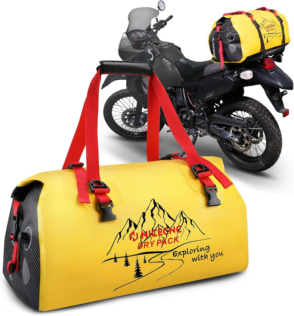 NICECNC Waterproof Motorcycle Dry Duffel Bag 66L, 500D PVC Motorcycle Tail Ba...