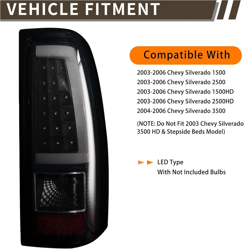 Tail Light Assembly Compatible With Chevy Silverado 1500 2500 3500 2003-2006 ...