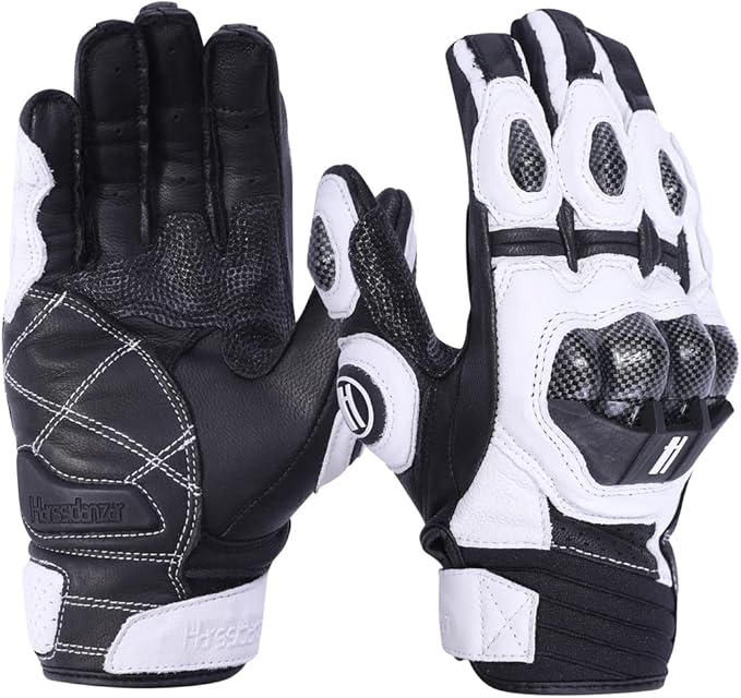 Harssidanzar Breathable Leather Motorcycle Gloves Touchscreen