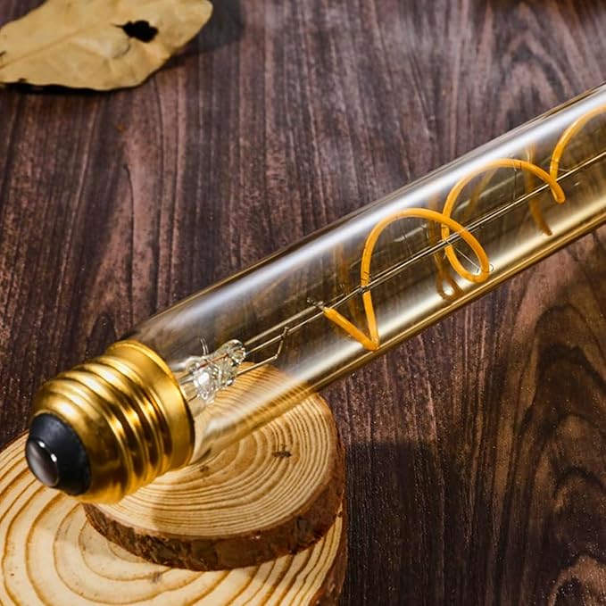 Leools Vintage LED Spiral Filament Bulb T10, 11.8inch Long Tubular Dimmable (...