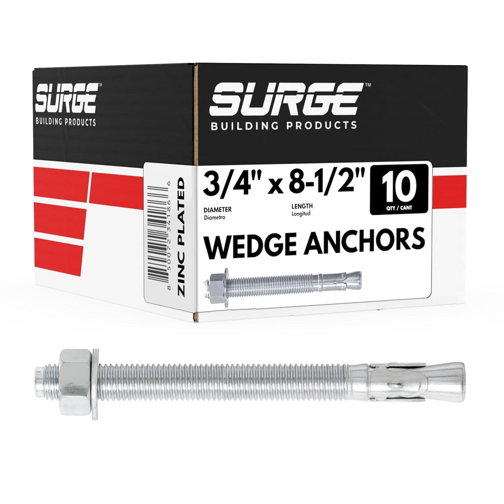 3/4" x 8-1/2" Zinc-Plated Wedge Anchors for Concrete & Cement (...